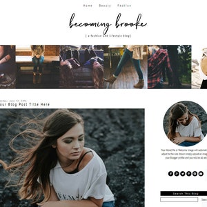 Fashion Blogger Template - Lifestyle Blogger Template - Minimal Blogspot Template - Brooke