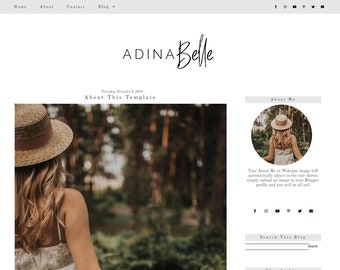 Blogger Theme - Grey and White Blog Template - Mobile Responsive Blogger Template - Simple Blogger Template - Instant Download