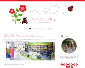 Blogger Template for Teachers - Classroom Blog Design - Ladybug Blogger Template