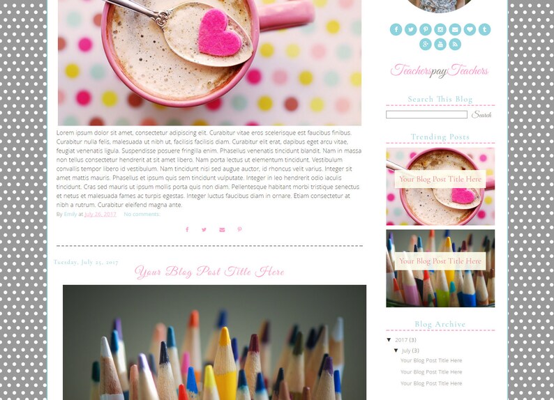 Blogger Template for Teachers Classroom Blog Design Etsy