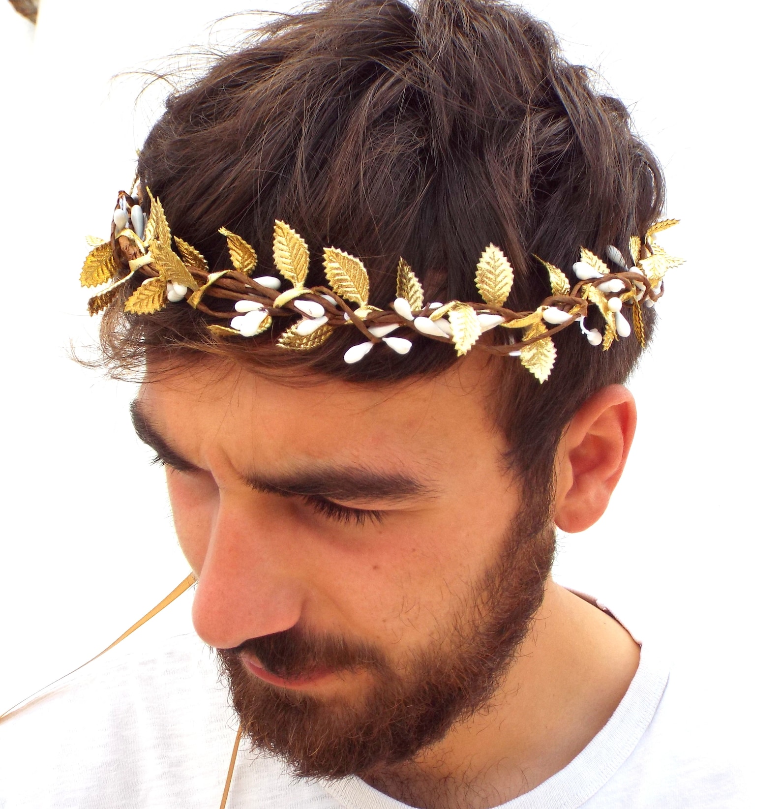 Corona de hombre corona de hoja de oro griega traje de | Etsy