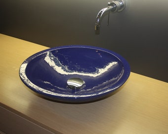 Lavandino in ceramica fatto a mano, scolpito a mano, dipinto a mano, sopra il lavandino del bagno, lavabo, lavandino in ceramica