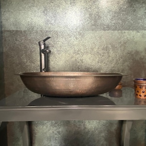 Handcrafted Copper Vessel Sink – Unique Handmade Bathroom Sink – Custom Rustic Copper Basin – Artisan Home Decor - Oval Shape – 66x39x12 cm