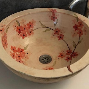 Sakura Amorphous Ceramic Sink – Handmade Countertop Vessel Basin – 15×20×45 cm