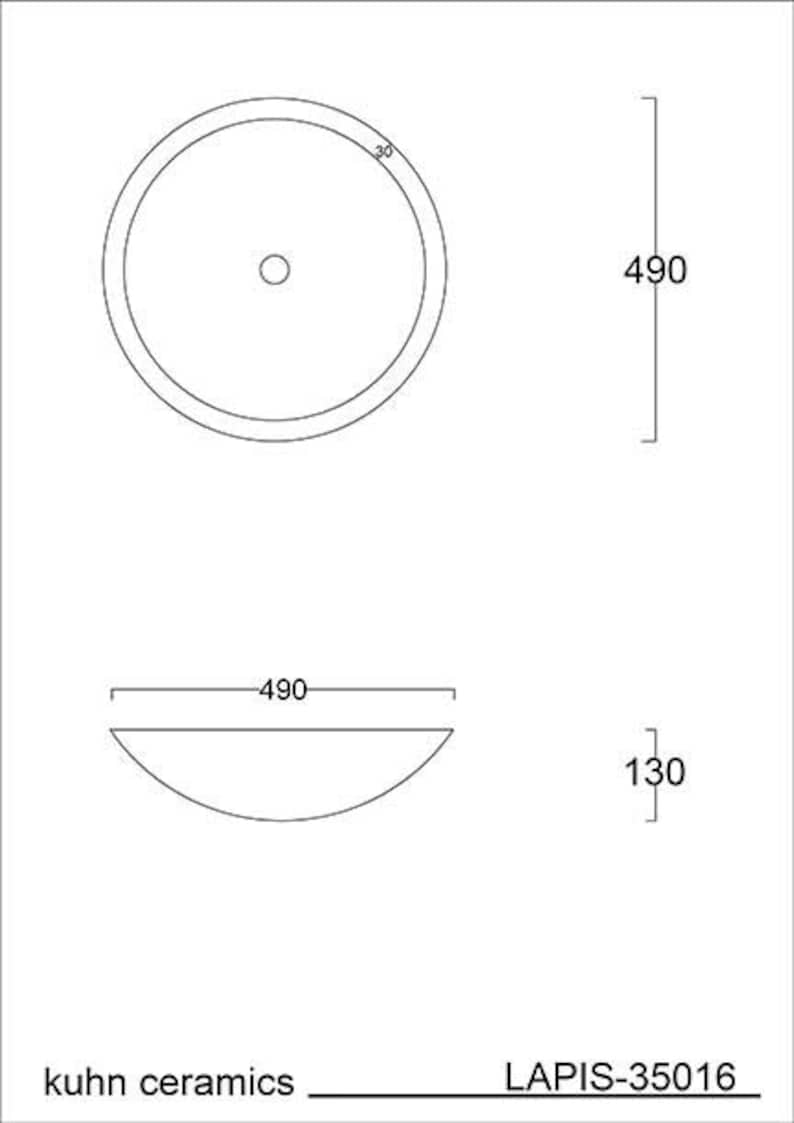 Puede incluir: Un lavabo de cer&aacute;mica blanca con un di&aacute;metro de 50 cm y una profundidad de 13 cm. El lavabo est&aacute; dise&ntilde;ado para montaje en pared y tiene una forma redonda. El lavabo forma parte de la colecci&oacute;n LAPIS-35016 de Kuhn Ceramics.