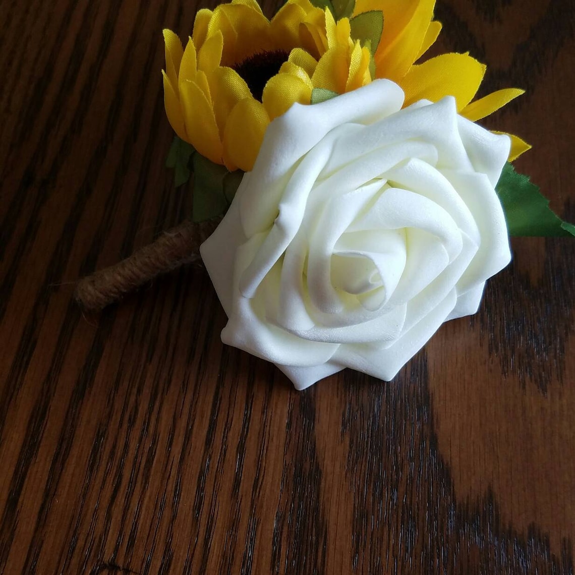 Sunflower and rose boutonniere wedding boutonniere summer Etsy