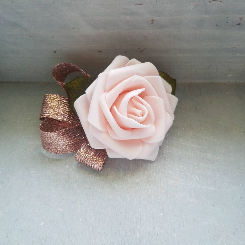 Blush rose and rose gold corsage set rose gold