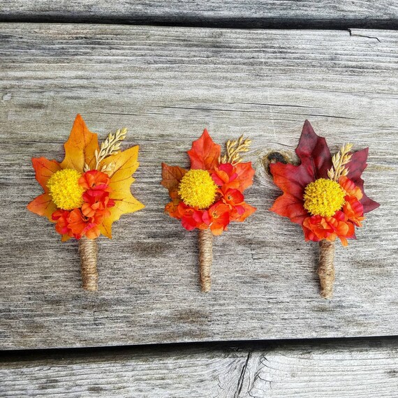 Fall Leaf Boutonniere Maple Leaf Boutonniere Rustic Etsy