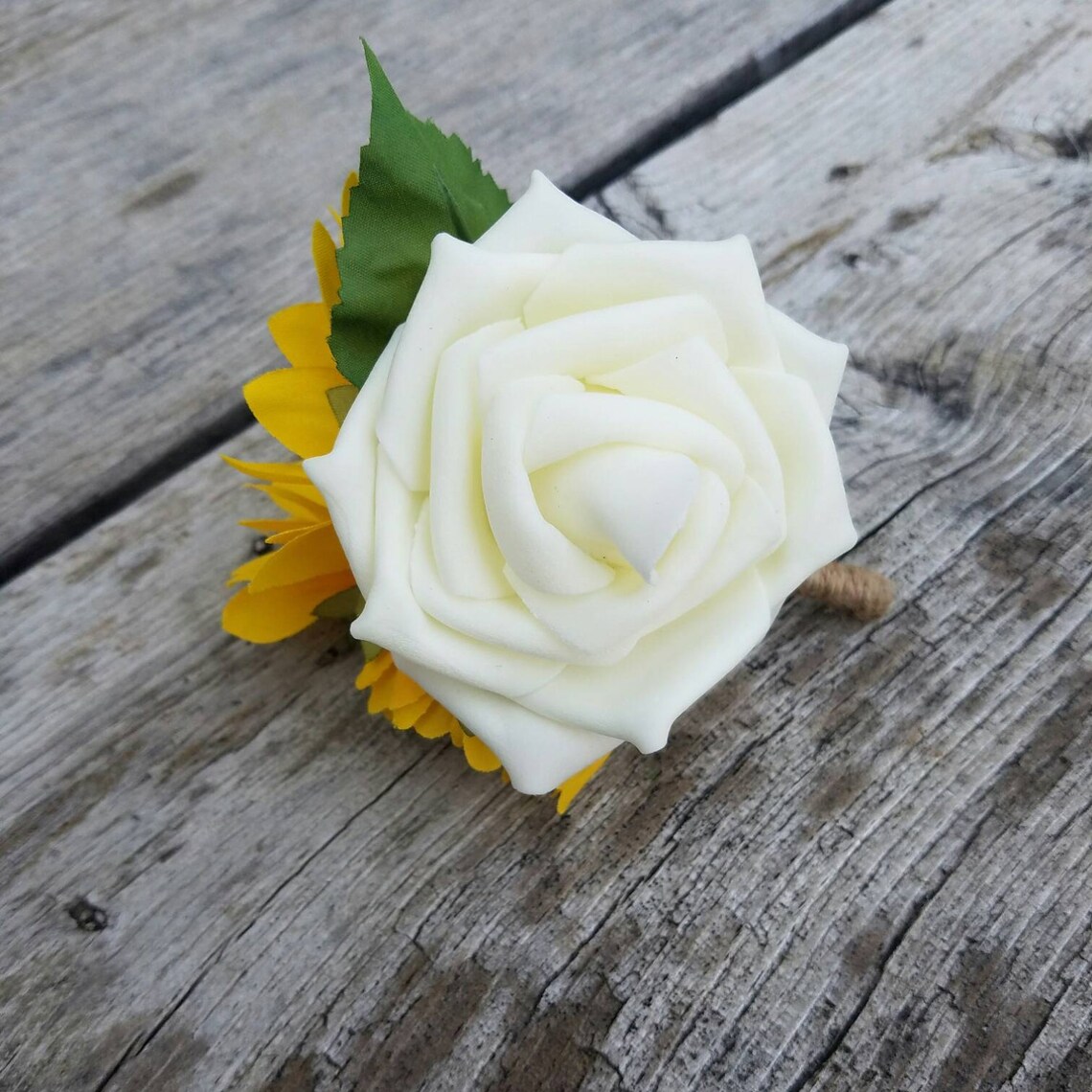 Sunflower and rose boutonniere wedding boutonniere summer Etsy
