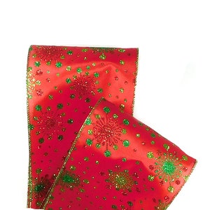 Wide Christmas Ribbon, Wide Red Ribbon, Christmas Tree Ribbon, Christmas Ribbon, Tree Ribbon, Ribbon For Christmas, Wired Ribbon, 5"
