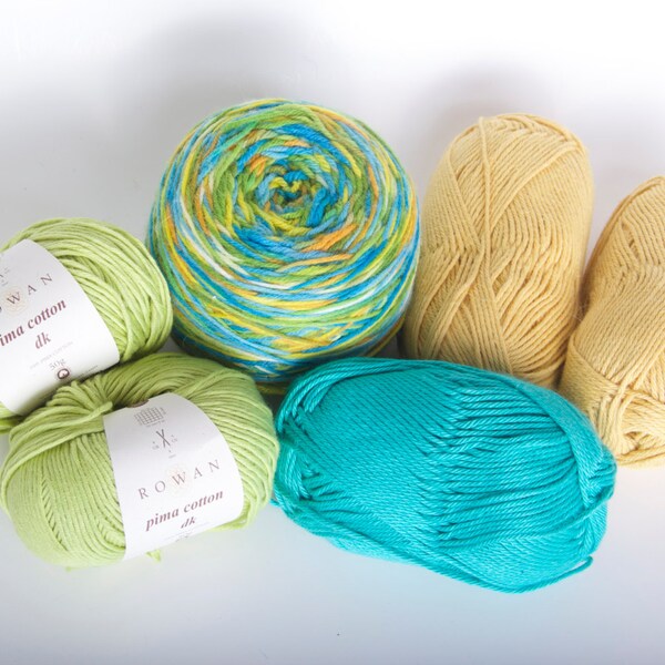 One Of A Kind Infinity Scarf Kit, Beach Day, Yellow, Turquoise, Green
