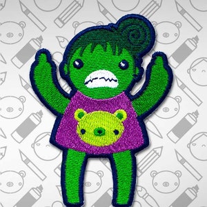 Eff You Girl Embroidered Iron-On Patch- Extra Angry Green Lady Colorway