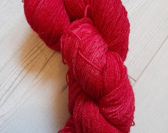 Ruby Slippers. 100g sparkly lace weight hand dyed yarn.