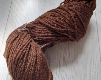 Walnut Whip. 100g aran weight hand dyed wool in brown