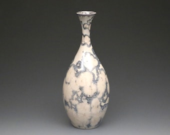 Crystalline Grey and White on White Vase #8564