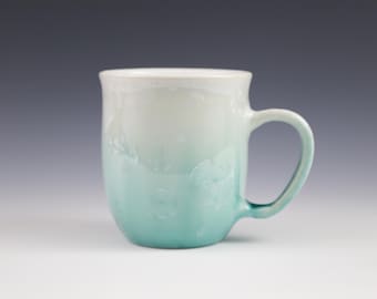 Crystalline Mug Icy White to Pastel Mint Green Light Turquoise Fade with White Cup #8469