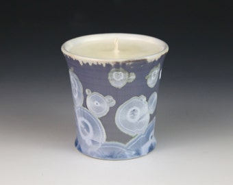 Soy Candle Crystalline 5 oz Cup Ice Blue Purple Silver Gray with White Tumbler Ocean Mist Scented #8315