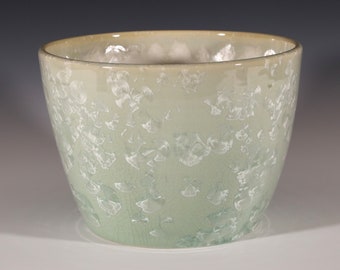 Crystalline Mint Green Planter  WITH Drainage Hole #8208