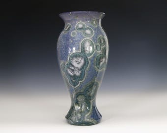 Crystalline Silver Light Blue on Lavender Blue Vase #8373