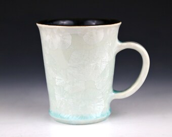 Crystalline 10 oz Mug Icy White Mint Pastel with Black Cup #7605