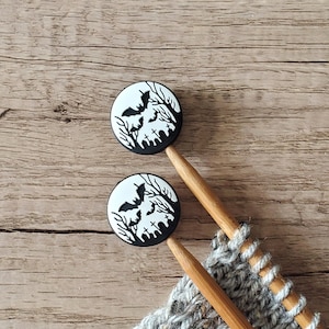 Graveyard Knitting Needle Point Protectors / Halloween Stitch Stoppers / Knitting Notions / Needle Holder / Knitting Tools Knitting Supplies