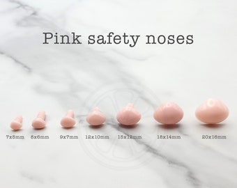Pink Safety Nose for stuffed animals, 7 sizes, Teddy Bear Nose, for Amigurumi, Nose for Handmade Toys and Plushies, Plastic Noses - 10 pcs