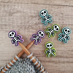 Skeleton Knitting Needle Stoppers / Halloween / Point Protectors / Stitch Stoppers / Stitch Holders / Knitting Notions / Needle Stoppers