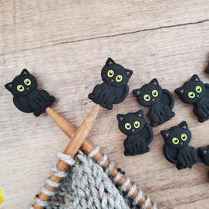 Black Cat Knitting Needle Point Protectors, Needle Holder, Knitting Notions