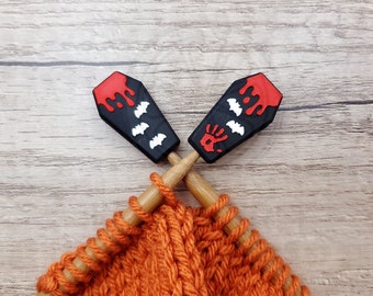 Coffin Halloween Knitting Needle Stitch Stoppers Fall Point Protectors Knitting Notions Knitting Supplies Knitting Tools