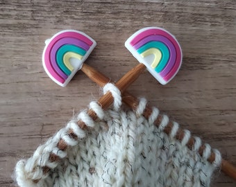 Rainbow Stitch Stoppers / Knitting Needle Stoppers / Point Protectors / Knitting Notions / Stitch Holders / Knitting Tools Supplies