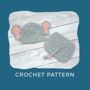CROCHET PATTERN - Baby elephant hat and diaper cover set, newborn photo prop set, crochet baby pattern, baby hat pattern, photo prop pattern