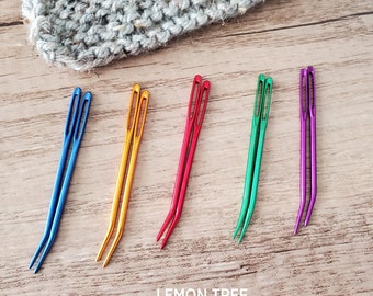 Bent Tip Darning Needle, Set of 2, Blunt Needle for Crochet and Knitting, Sewing Weaving Needle, Amigurumi Tool, Tapestry Needle