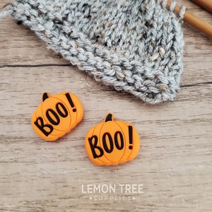 Halloween Pumpkin Boo Stitch Stoppers, Halloween Knitting Needle Point Protectors, Knitting Notions Accessories, Stitch Holders