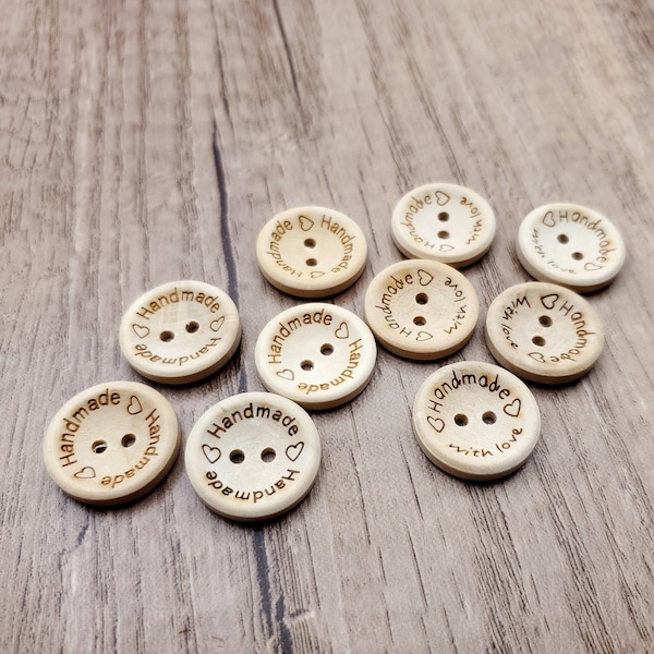 Boutons en bois, Boutons en bois, faits main avec des boutons d'amour, 15 mm/20 mm/25 mm, Lot de 20, boutons de couture