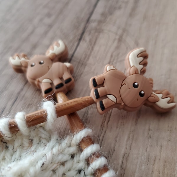 Moose Stitch Stoppers / Knitting Needle Stoppers / Point Protectors / Knitting Notions / Stitch Holders / Knitting Tools Accessories