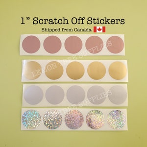 Stickers ronds à gratter 2,5 cm - Choisissez entre or, argent, or rose et hologramme