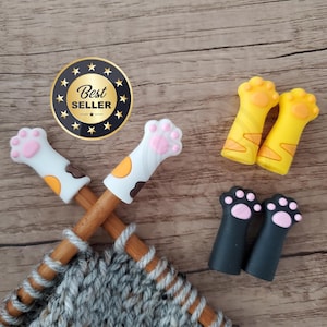 Knitting Needle Stoppers, Stitch Stoppers for Knitting, Point Protectors, Stitch Holder, Kitty Paws, Cat Paw, Knitting Notions