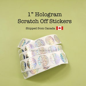 Autocollants holographiques à gratter de 2,5 cm (1 po.) ronds