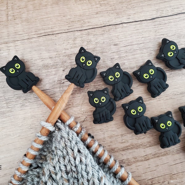 Black Cat Knitting Needle Point Protectors, Needle Holder, Knitting Notions