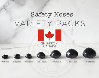 Safety Noses Sample Pack, Amigurumi Nose Variety Pack, 7mm, 8mm, 9mm, 12mm, 15mm, 18mm, 20mm, Teddy Bear Noses