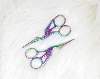 Rainbow Stork Scissors, Crane Scissors, Embroidery Scissors, Craft Scissors, Thread Yarn Scissors, Cross Stitch Scissors, Needlepoint