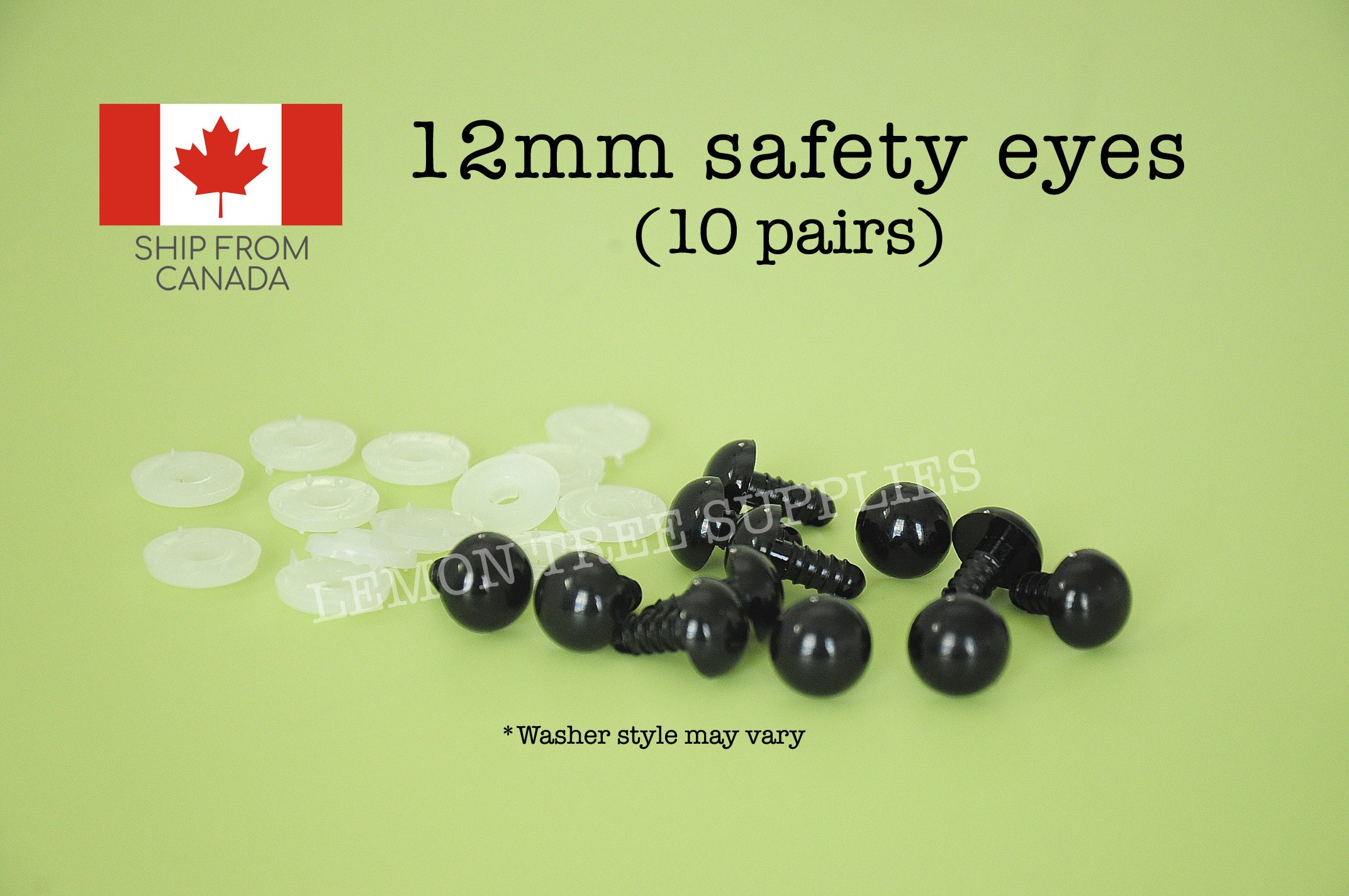 Safety Eyes Black 12mm 10 Pair