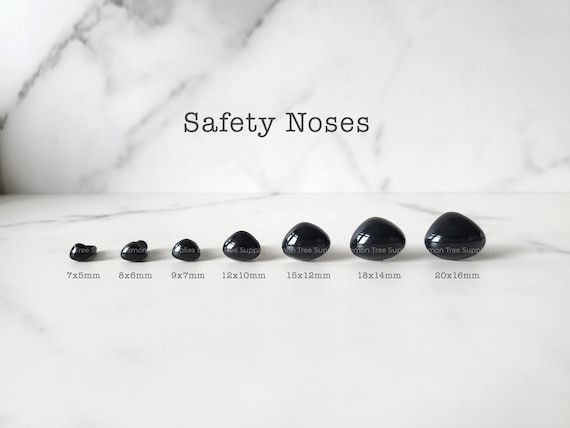 Black Triangle Safety Noses, 7mm, 8mm, 9mm, 12mm, 15mm, 18mm, 20mm, Teddy Bear Nose, for Amigurumi, Nose for Handmade Toys and Plushies