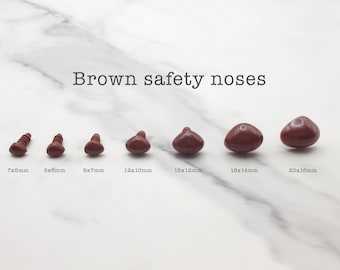 Brown Safety Nose for stuffed animals, 7 sizes, Teddy Bear Nose, for Amigurumi, Nose for Handmade Toys and Plushies, Plastic Noses