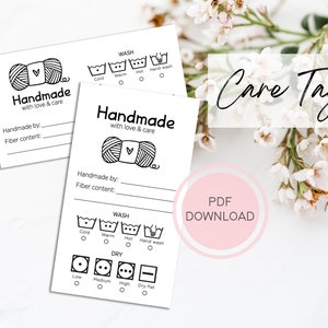 PRINTABLE Handmade Care Tags for Handmade Items, Hand Knit Care Tags, Hand  Crochet Care Tags, Care Instructions for Handmade Items 