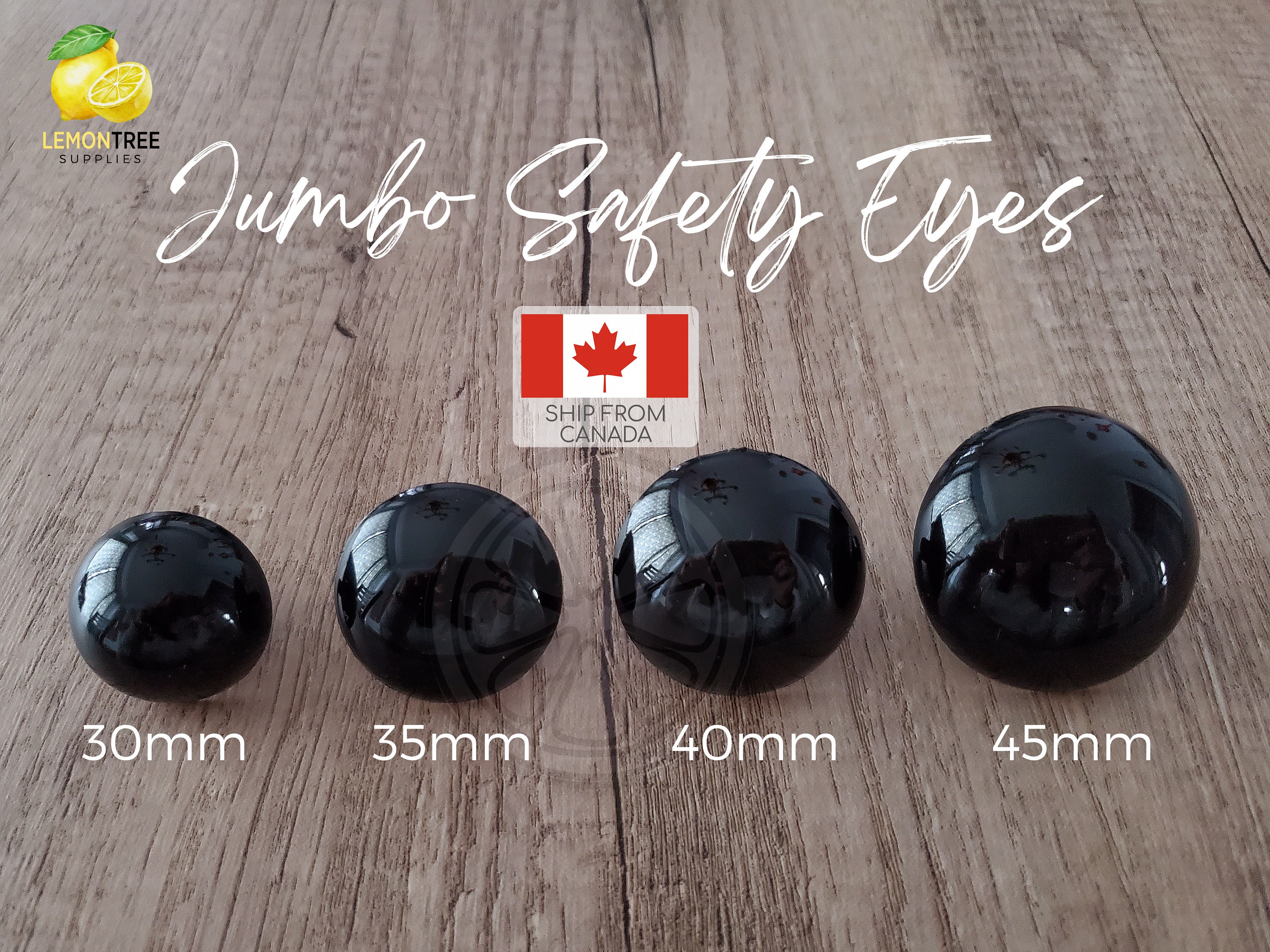 Sassy Bears 30mm Safety Eyes for bears, dolls, crafts (5 pairs) CHOOSE  COLOR