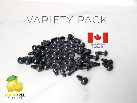 Black Safety Eyes for Amigurumi / Safety Eyes Variety Pack / Sample Pack / 5mm to 24mm / Teddy Bear Eyes / Crochet Eyes / Dolls Eyes