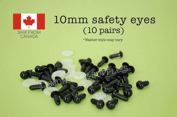 10mm Black safety eyes  - 10 pairs, eyes for stuffed toys and animals, animal eyes, doll eyes, plastic eyes