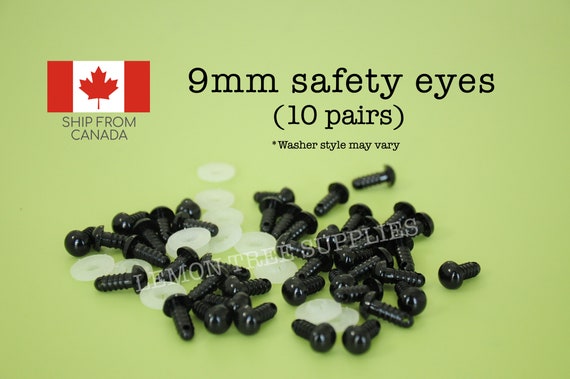 10 pairs, 9mm Black Safety Eyes, Toy Eyes, Craft Eyes, Toy Making