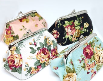 Knitting notions bag, sewing notion pouch, knitting gifts for knitters, floral makeup bag, crafter gift, cottagecore bag, cross stitch